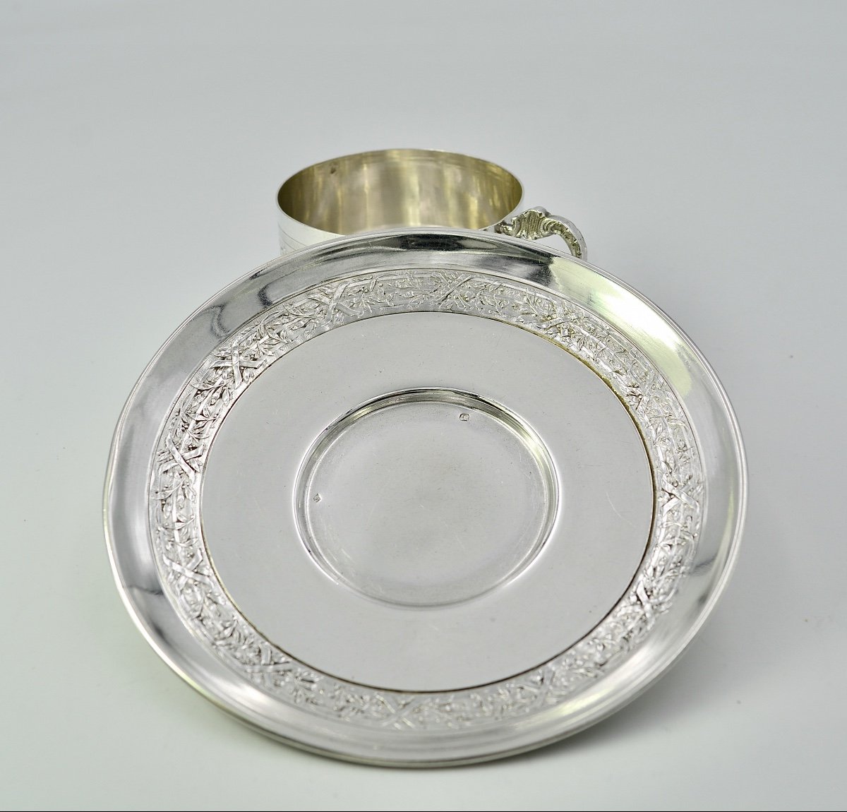 Tasse Et Sa Sous-tasse En Argent France Vers 1905 -photo-6