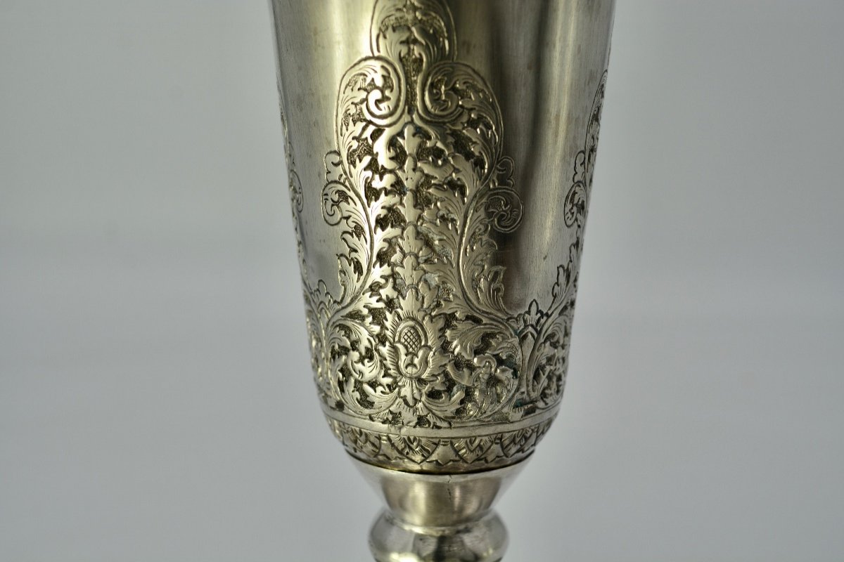 Coupe Trompette Argent / Asie Sud-est / Siam Cambodge -photo-4