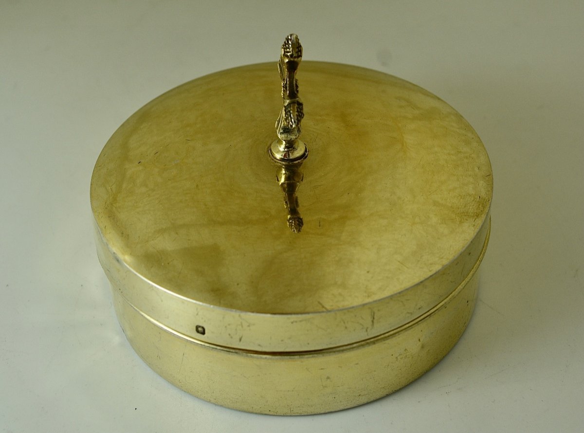 Boite à Lunule Et Sa Lunule. Argent Doré, Par Berger - Nesme Orfèvre Vers 1900-photo-3