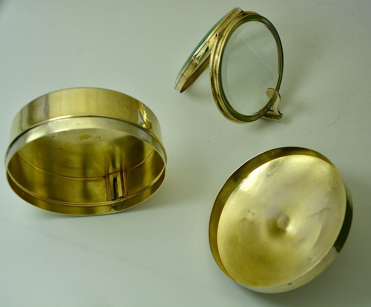 Lunula Box And Its Lunula. Golden Silver, By Berger - Nesme Orfèvre Around 1900-photo-1