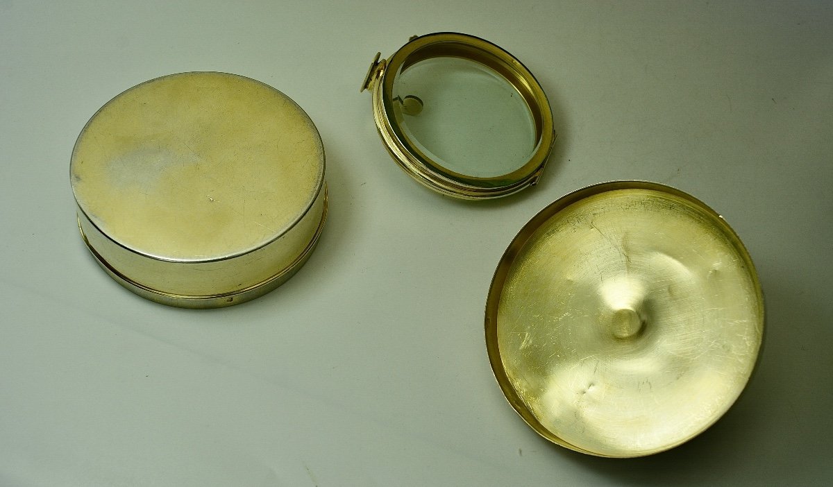 Lunula Box And Its Lunula. Golden Silver, By Berger - Nesme Orfèvre Around 1900-photo-2