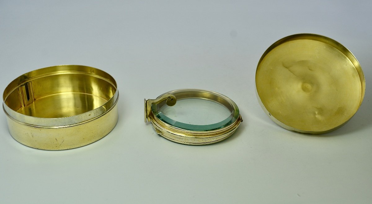 Boite à Lunule Et Sa Lunule. Argent Doré, Par Berger - Nesme Orfèvre Vers 1900-photo-3