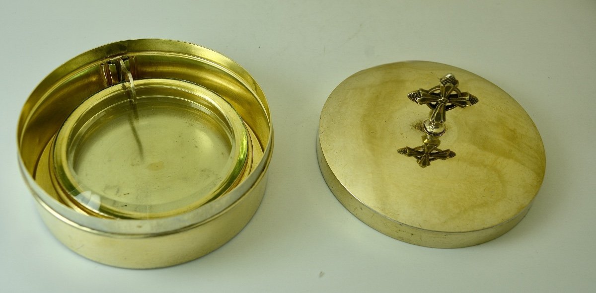 Boite à Lunule Et Sa Lunule. Argent Doré, Par Berger - Nesme Orfèvre Vers 1900