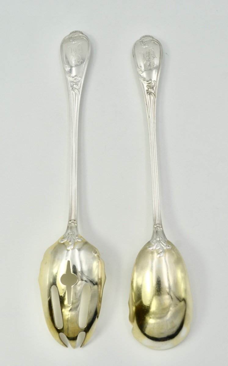 Couverts à Salade Argent Par Boivin Orfèvre Vers 1905-photo-4