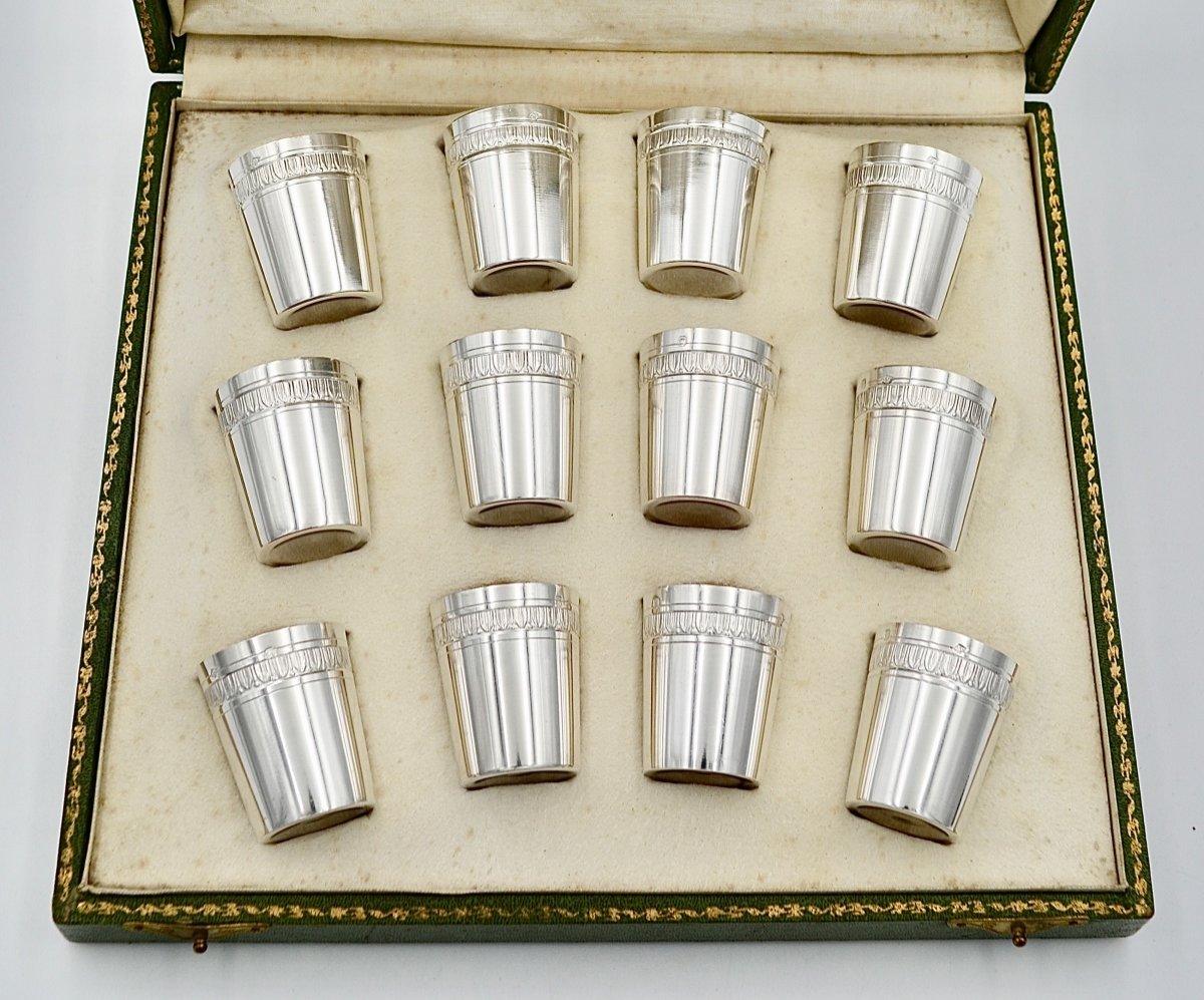 Vodka / Liqueur Service 12 Silver Goblets France