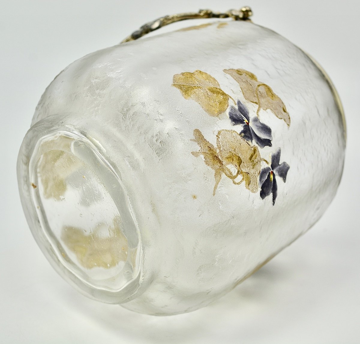 Legras / Gallia Art - Nouveau Biscuitier Cristal Givré Circa 1900-photo-2
