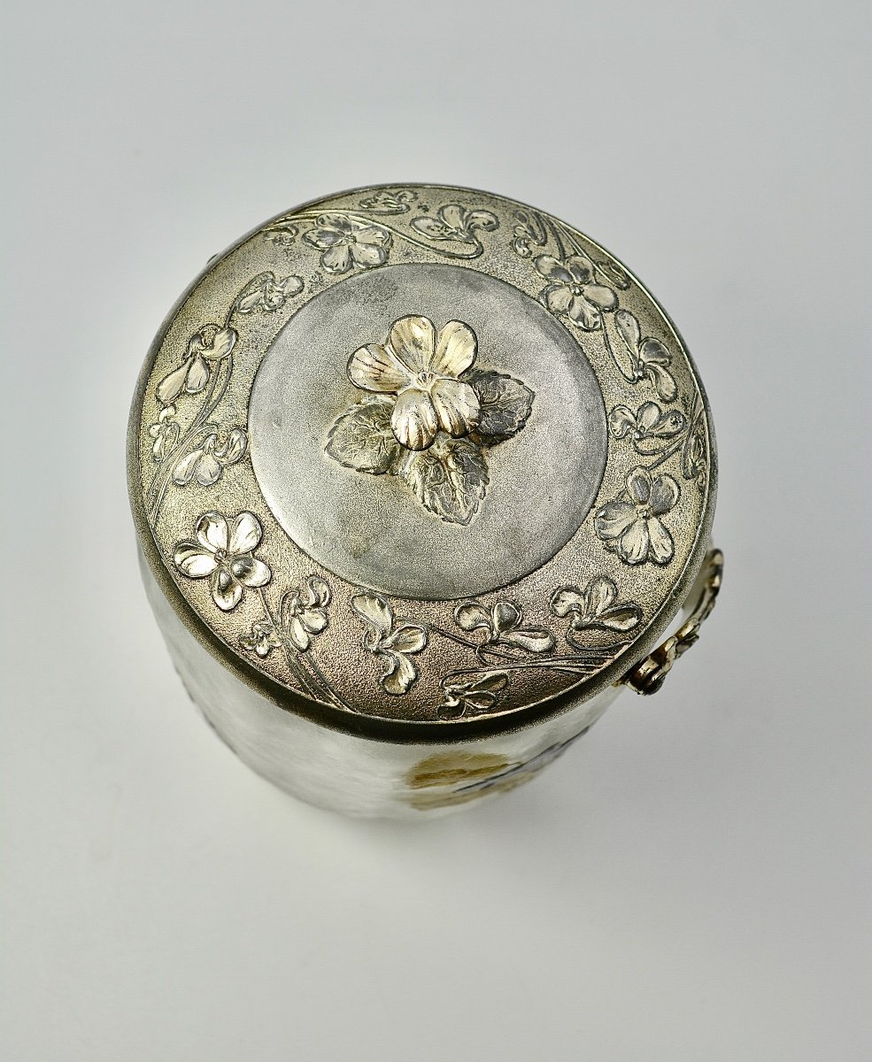 Legras / Gallia Art - Nouveau Biscuitier Cristal Givré Circa 1900-photo-6