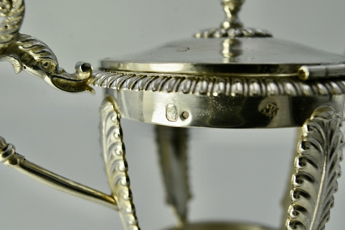 Crystal And Silver Mustard Pot, France Spoon Circa 1823-photo-5