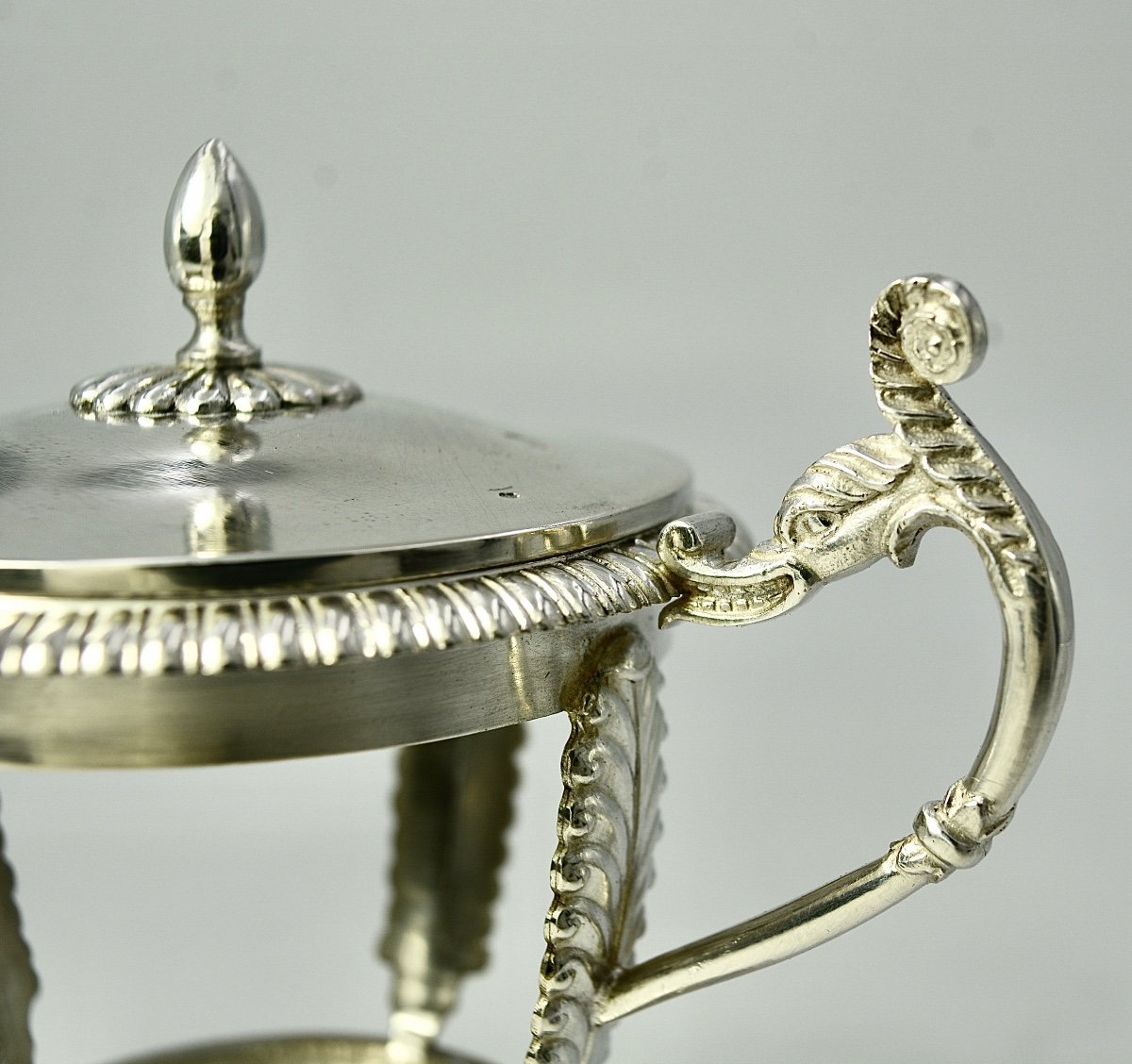 Crystal And Silver Mustard Pot, France Spoon Circa 1823-photo-7