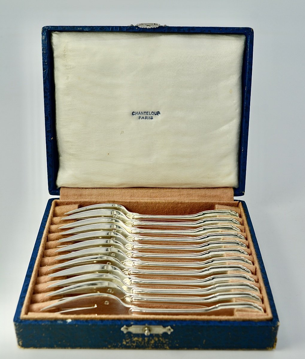 Art Deco, Douze Fourchettes En Argent, Minerve  -photo-3