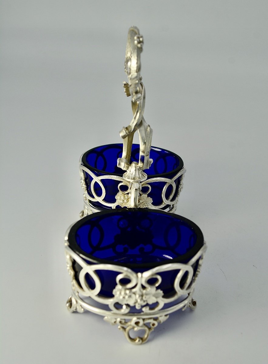 Serviteur De Table/ Salière Double,  Argent Vers 1850  -photo-3