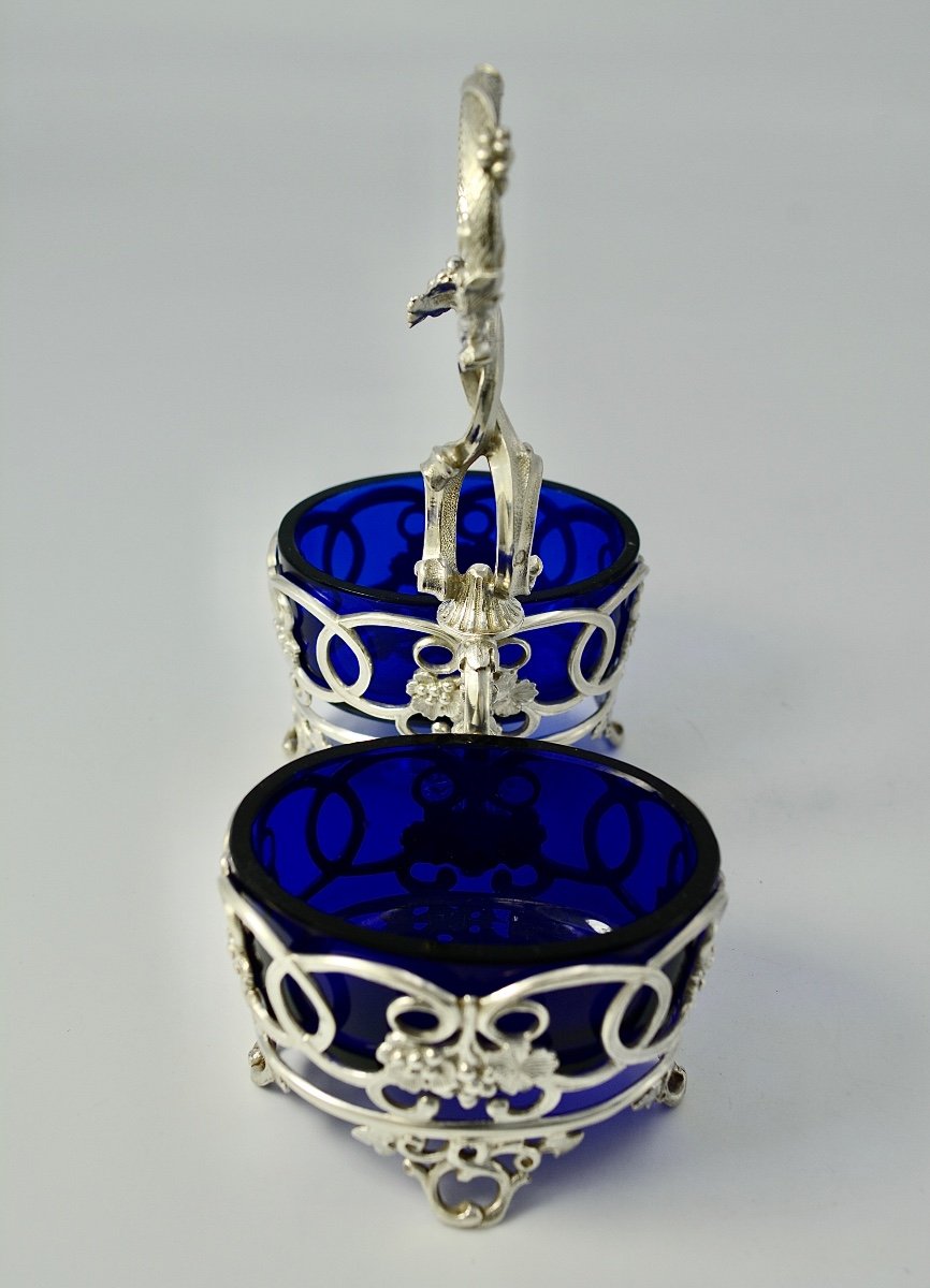 Servant Table / Double Salt Shaker, Silver Circa 1850-photo-4