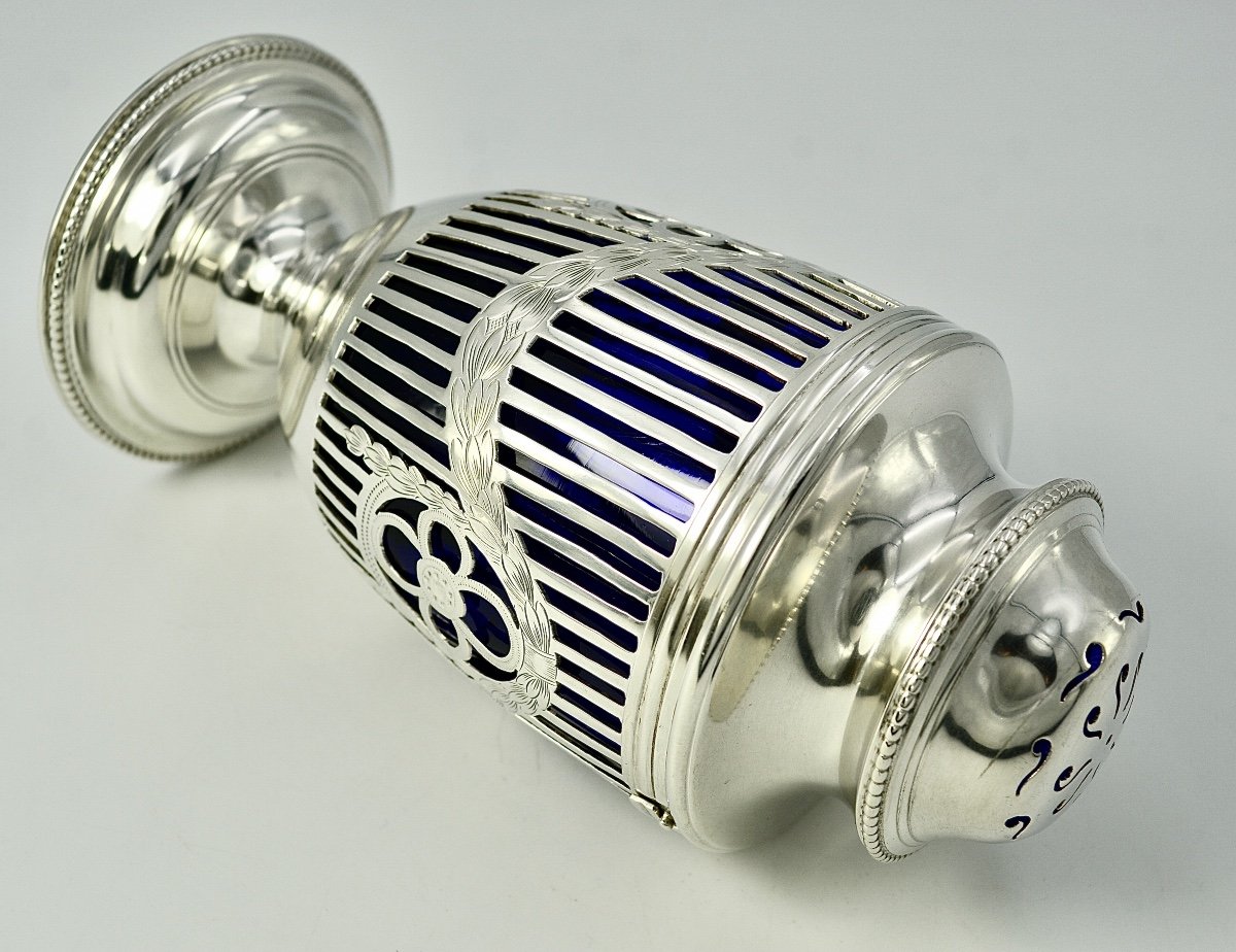 Silver And Blue Crystal Shaker, London Circa 1927-photo-4