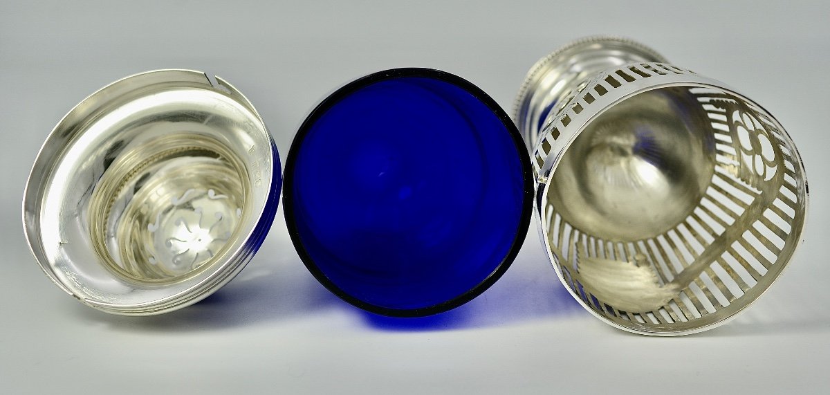 Saupoudreuse En Argent Et Cristal Bleu, Londres Vers 1927-photo-4