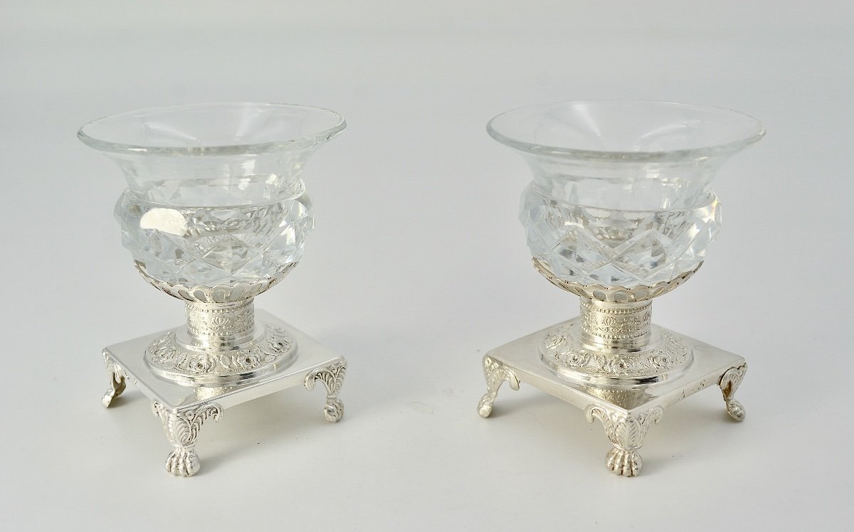 Saliere En Argent Et Verre, Paris Vers 1809-1819