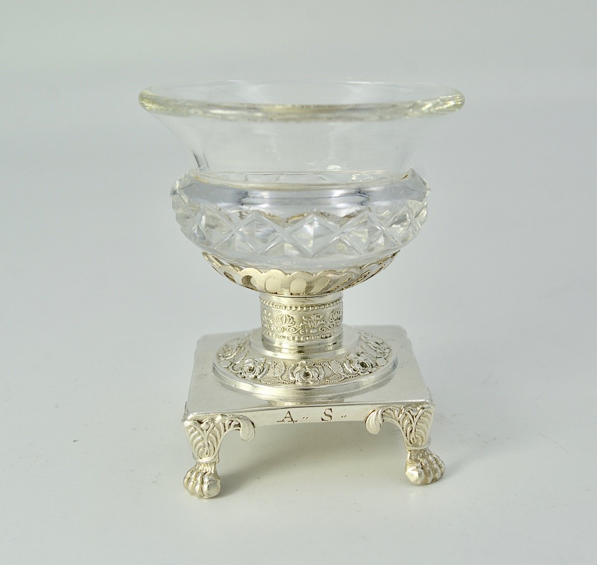 Silver And Glass Salt Shaker, Paris Circa 1809-1819-photo-2