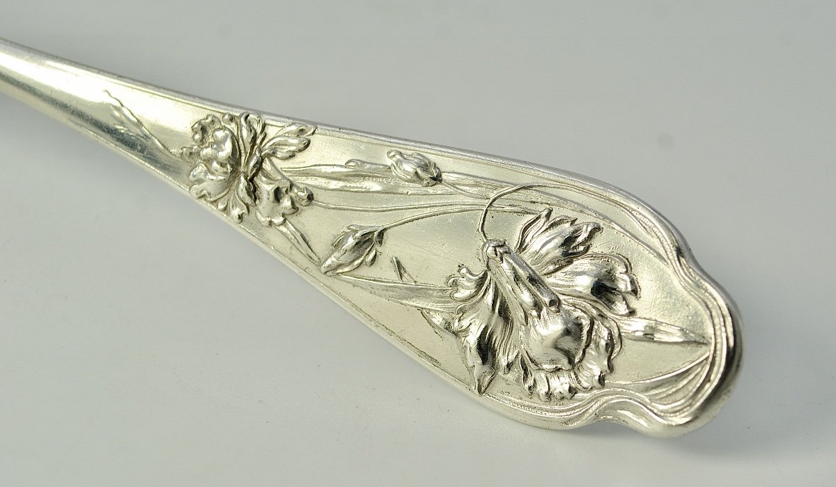 Art Nouveau. Couvert à Salade En Argent, Allemagne Vers 1900-photo-1