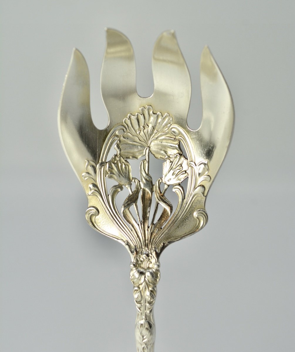 Art Nouveau. Fourchette à Salade en argent / Gorham Vers 1886-photo-3