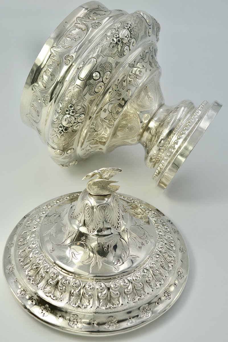 Coupe Couverte En Argent, France Vers 1850 Par Favier Orfèvre. -photo-4