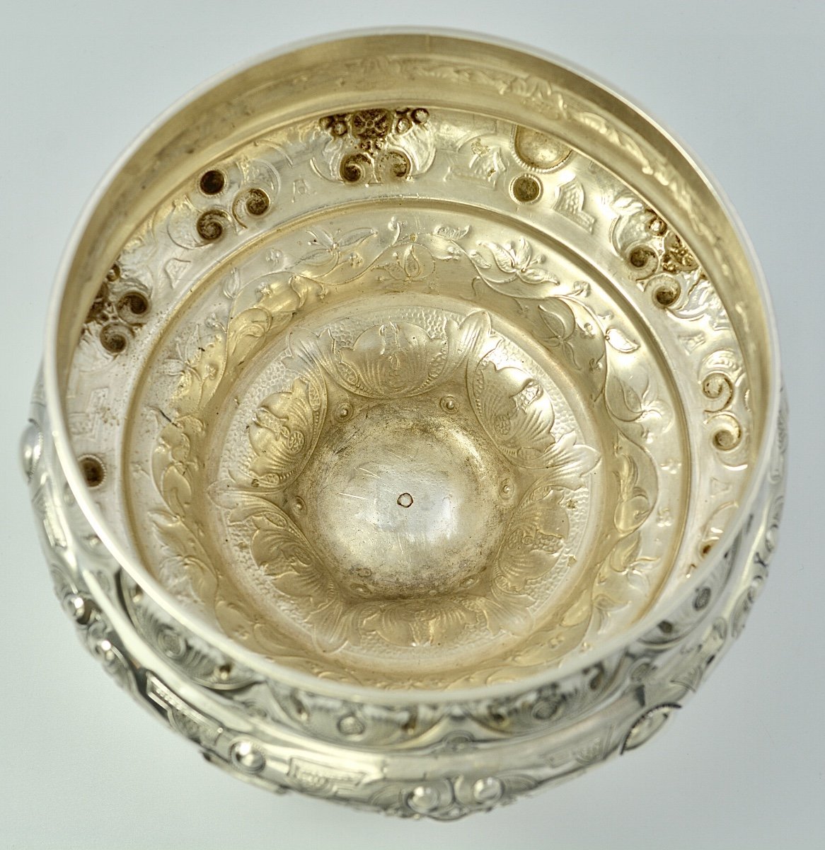 Coupe Couverte En Argent, France Vers 1850 Par Favier Orfèvre. -photo-4