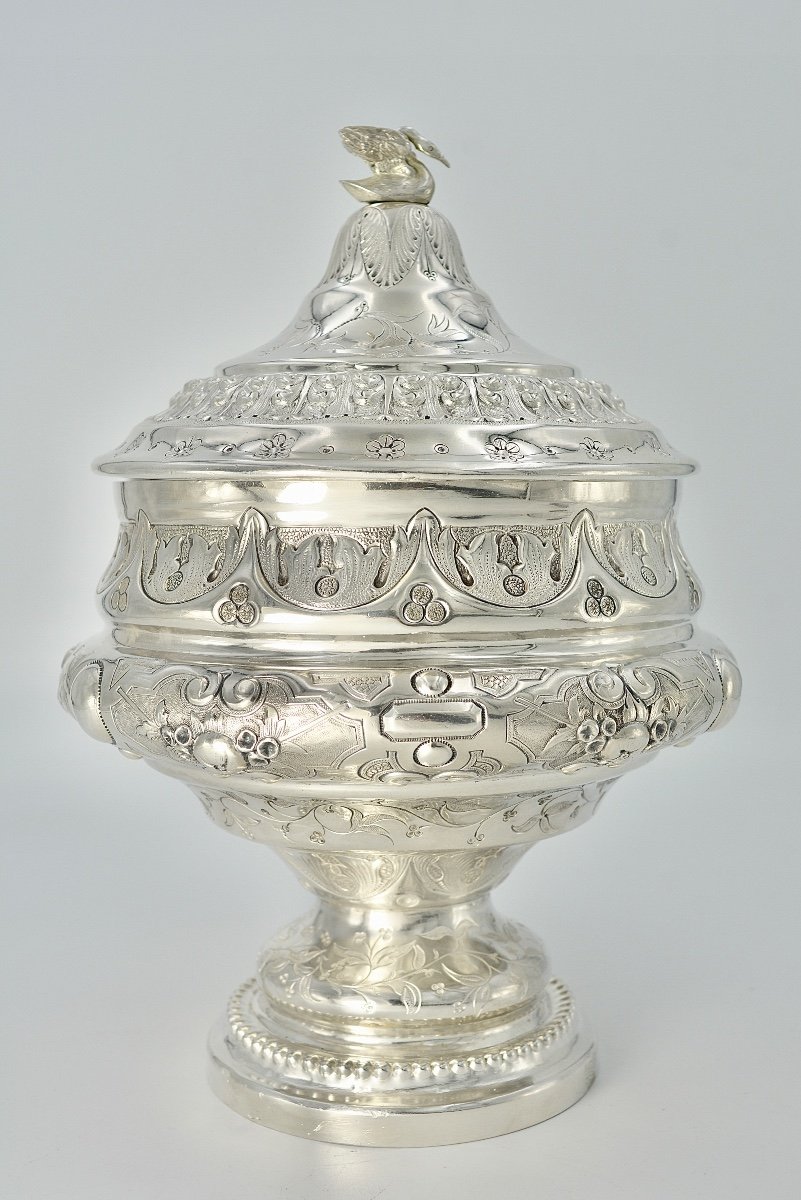 Coupe Couverte En Argent, France Vers 1850 Par Favier Orfèvre. 