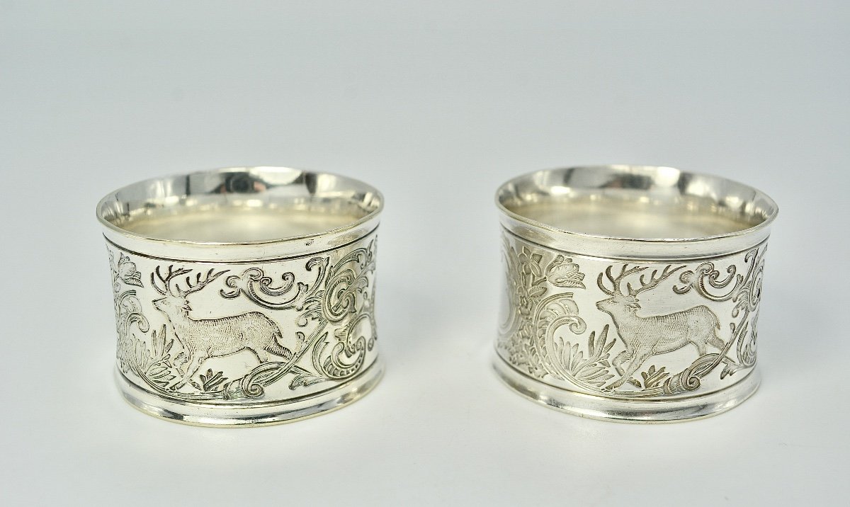 Christofle, Pair Of Napkin Rings In Silver Metal-photo-2