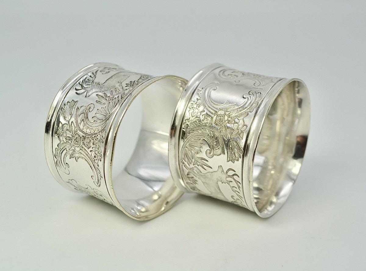 Christofle, Pair Of Napkin Rings In Silver Metal-photo-3