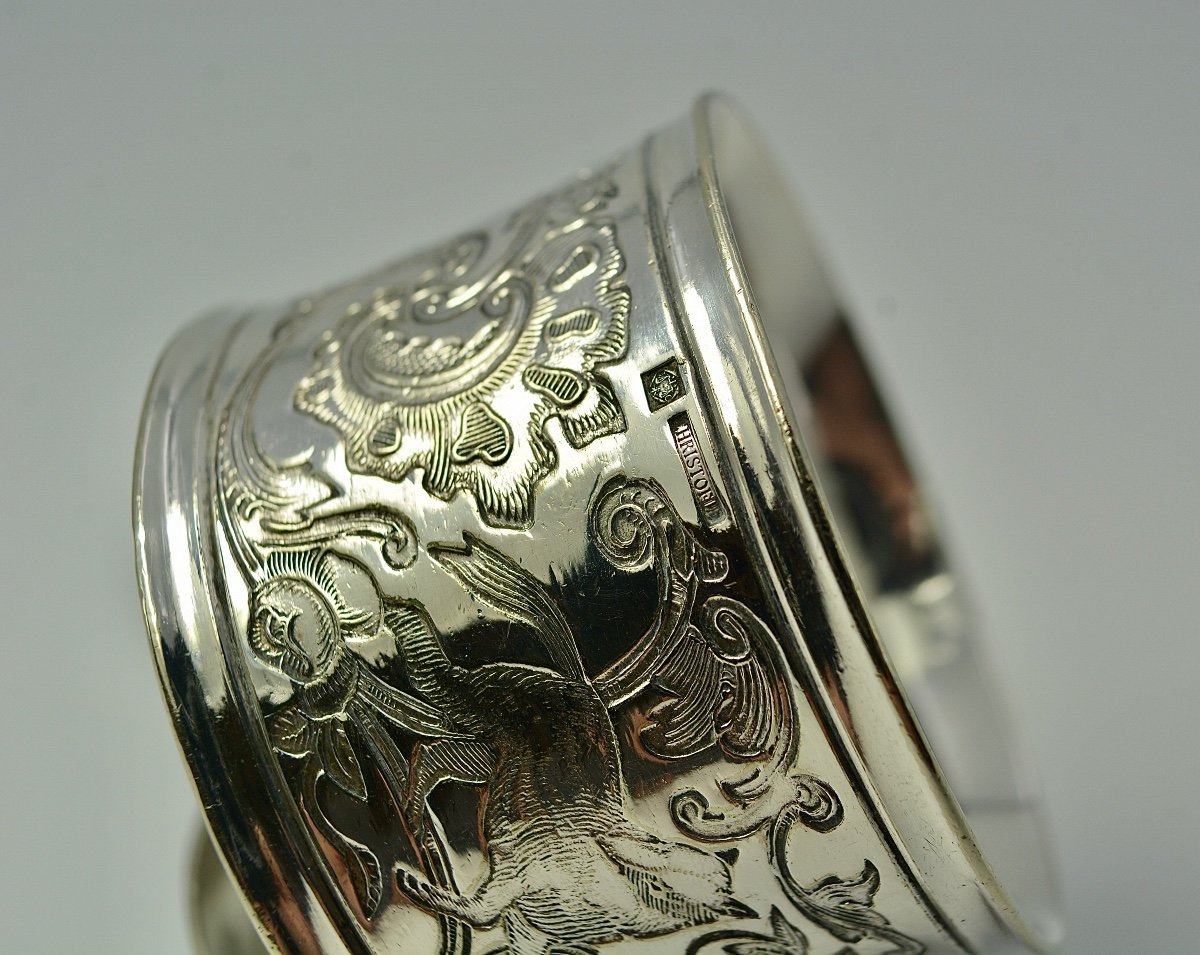 Christofle, Pair Of Napkin Rings In Silver Metal-photo-5