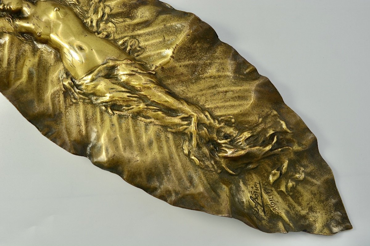 Art Nouveau, Bronze Femme Demi-nue, Par Delperier -photo-2