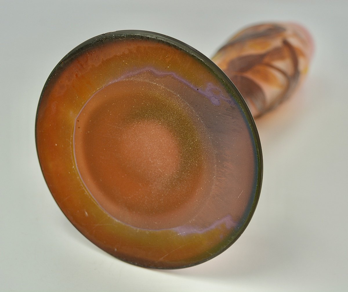 Gallé Vase Cleared With Acid. Art Nouveau. Sign-photo-1