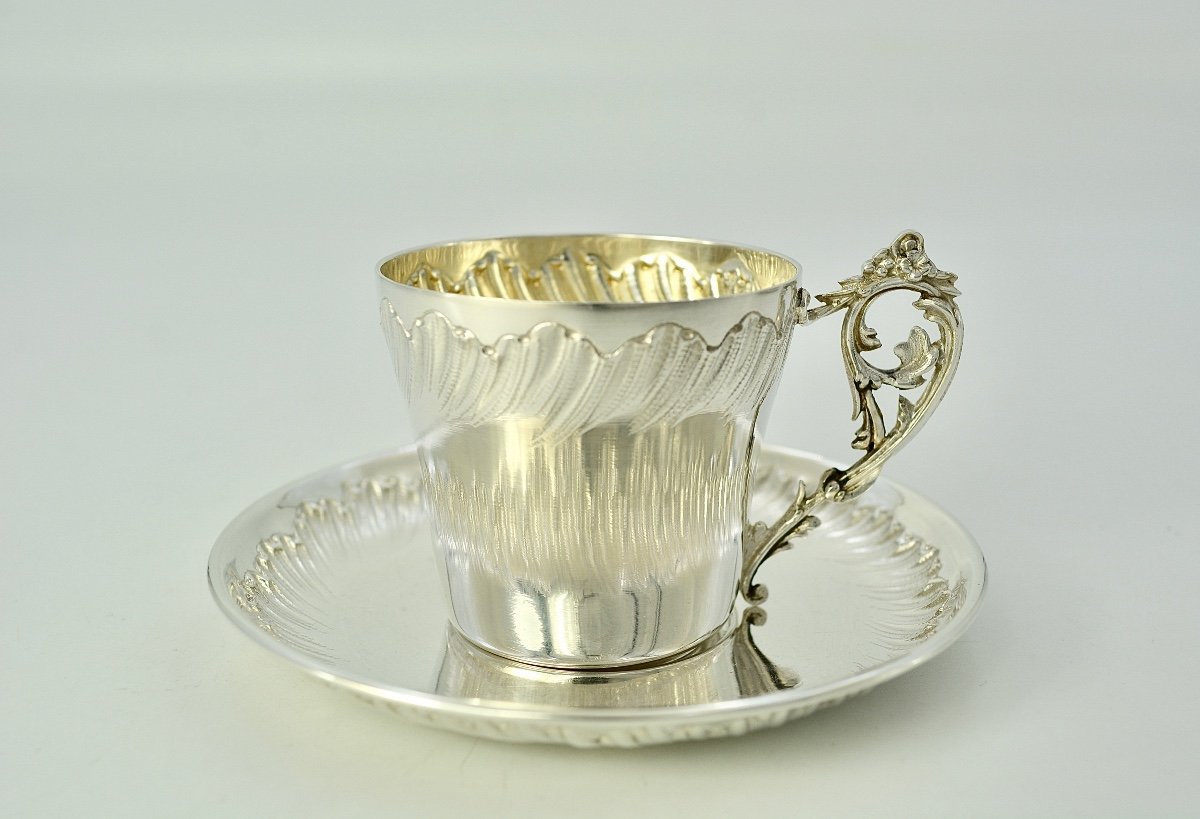 Tasse Et Sa Sous-tasse, Argent France Vers 1900-photo-3