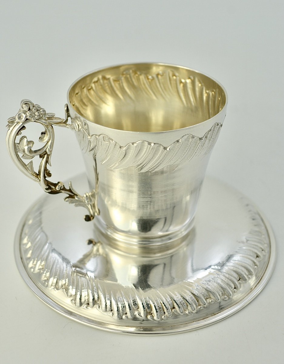 Tasse Et Sa Sous-tasse, Argent France Vers 1900-photo-4