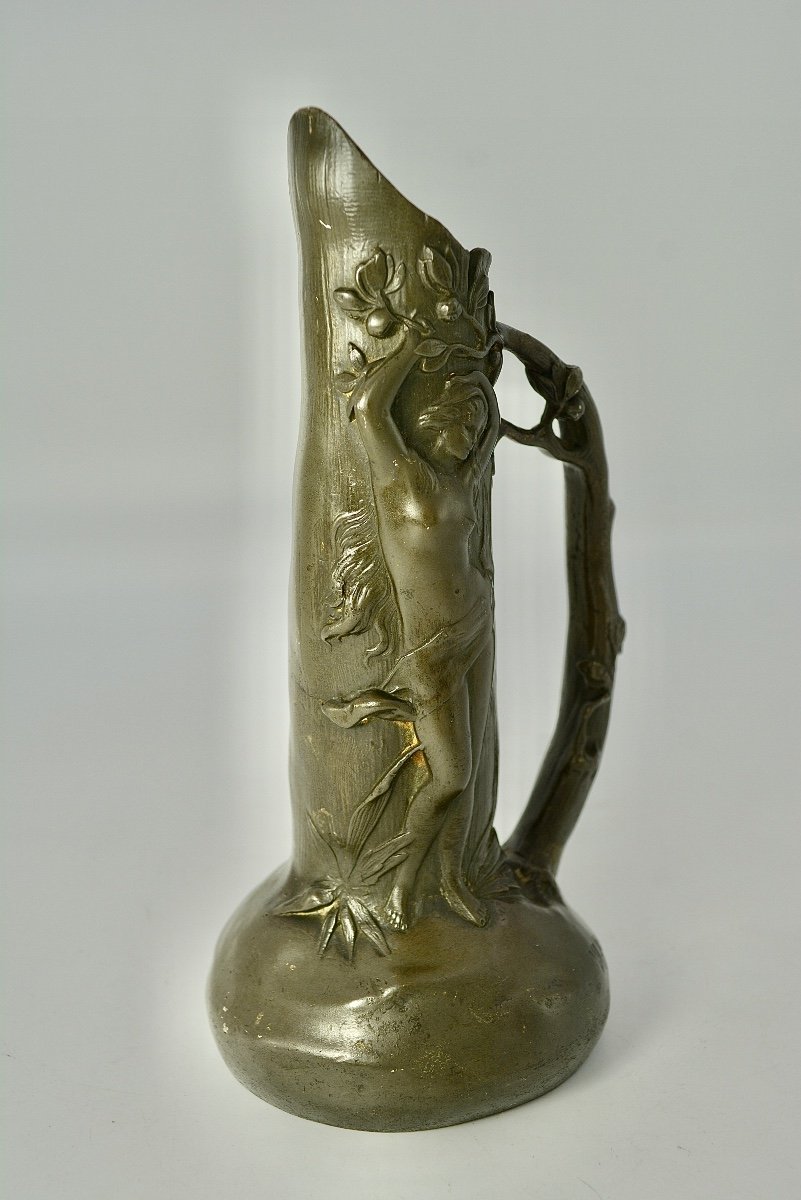 Art Nouveau. Pewter Vase By Elsi Hering / Etats-unis -photo-3