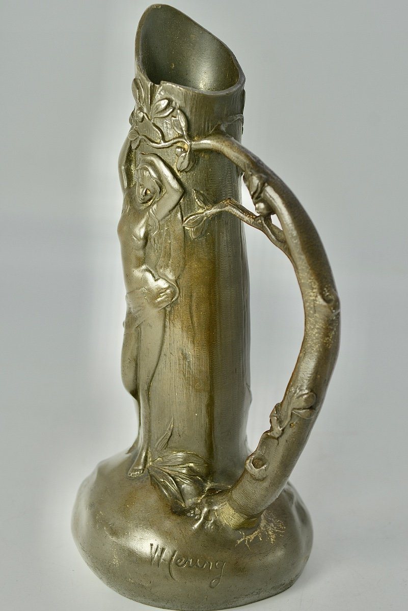 Art Nouveau. Pewter Vase By Elsi Hering / Etats-unis -photo-4