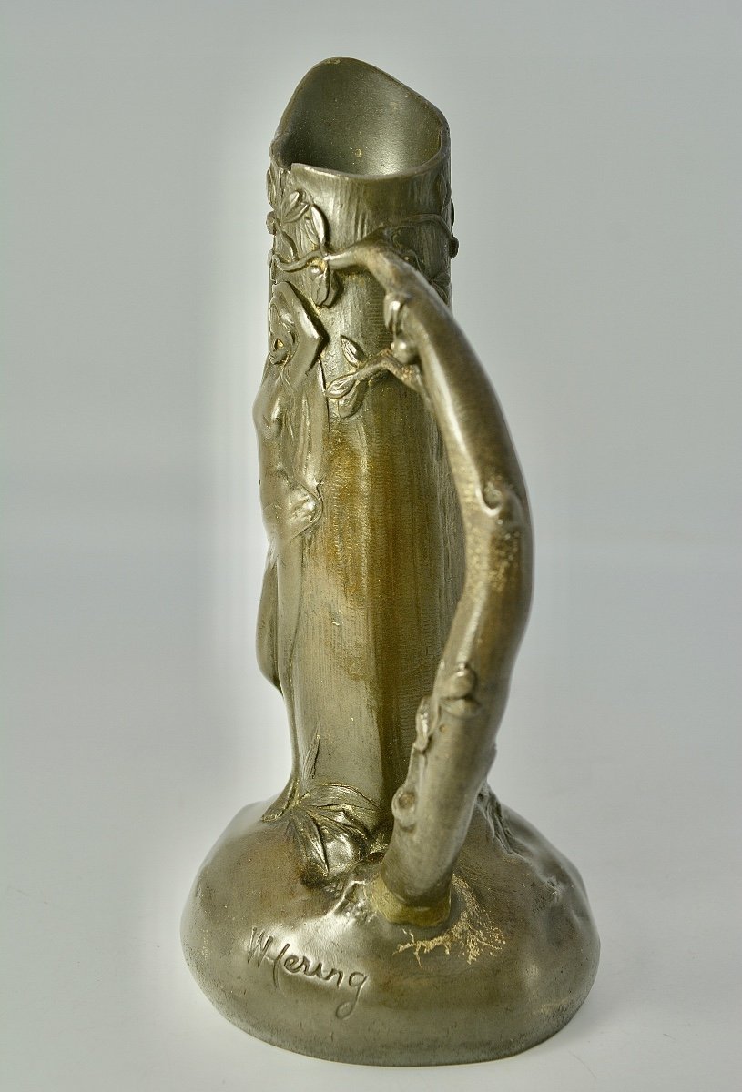 Art Nouveau. Pewter Vase By Elsi Hering / Etats-unis -photo-1