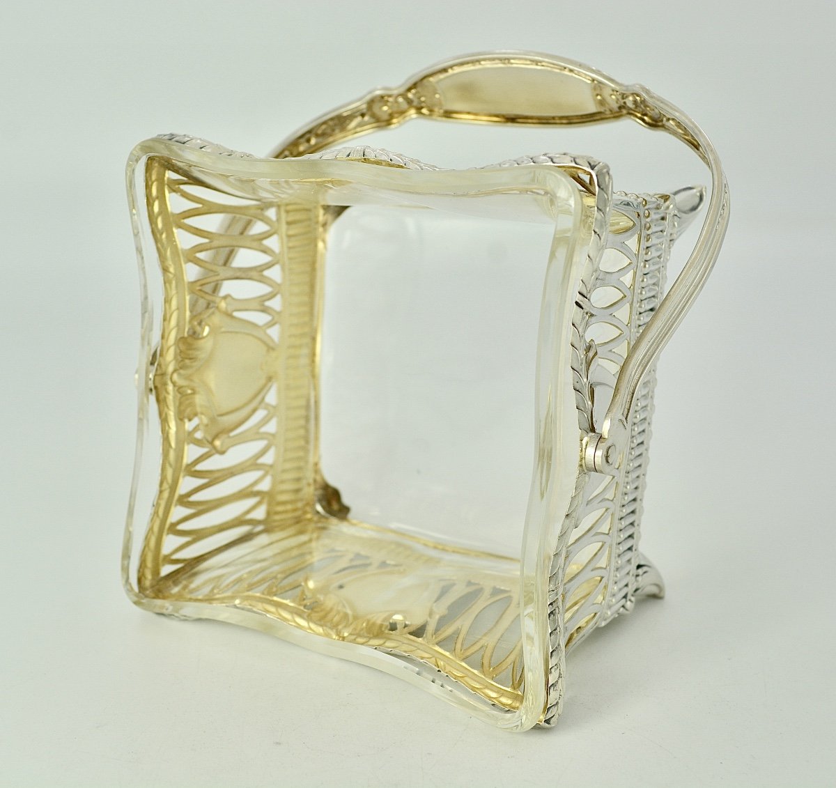 Silver And Glass Basket, Germany Circa 1900-photo-1