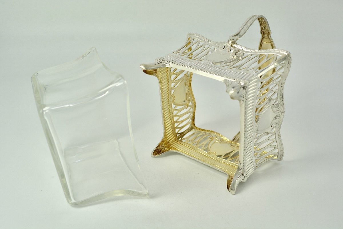 Silver And Glass Basket, Germany Circa 1900-photo-3