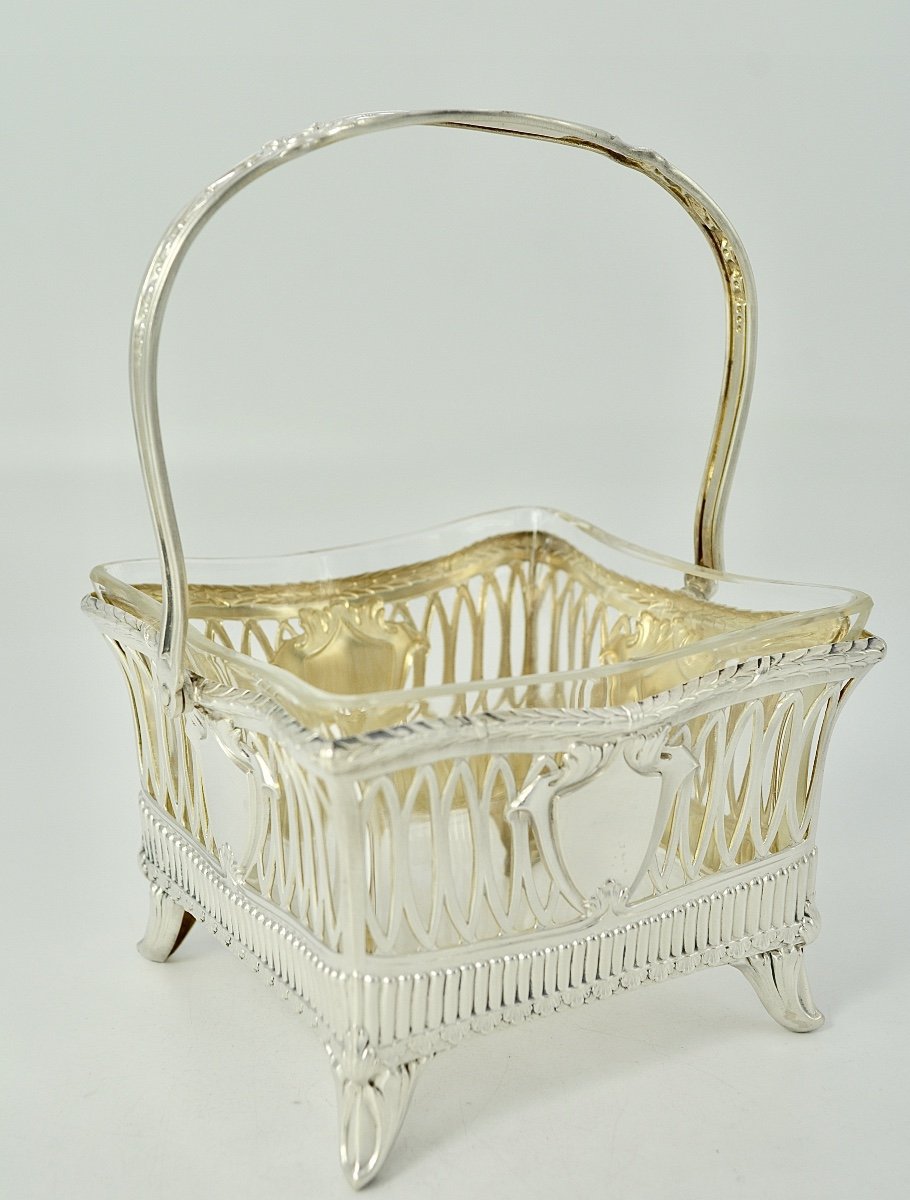 Silver And Glass Basket, Germany Circa 1900