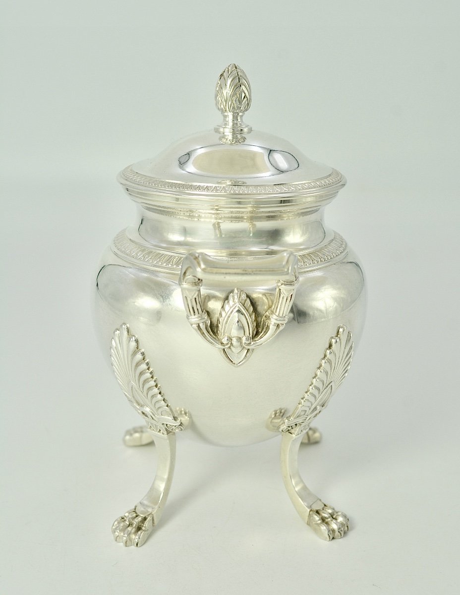 Jam / Sugar Pot In Silver France Circa 1900, Empire Style-photo-4