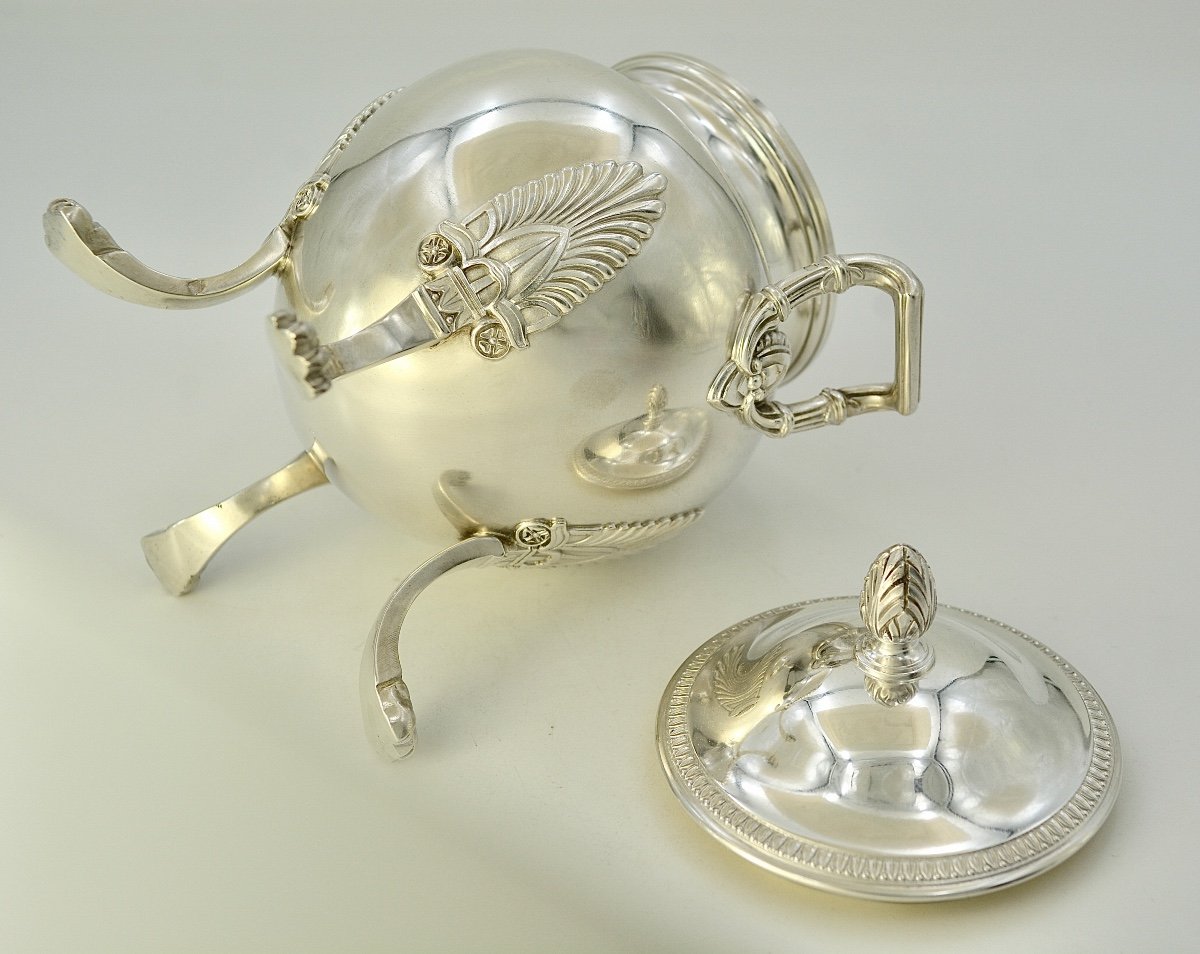 Pot à Confiture / Sucre En Argent France Vers 1900, Style Empire-photo-5