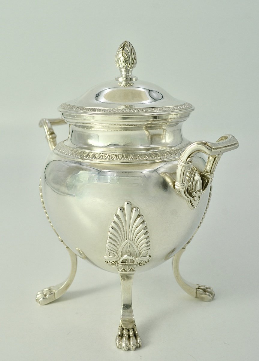 Pot à Confiture / Sucre En Argent France Vers 1900, Style Empire