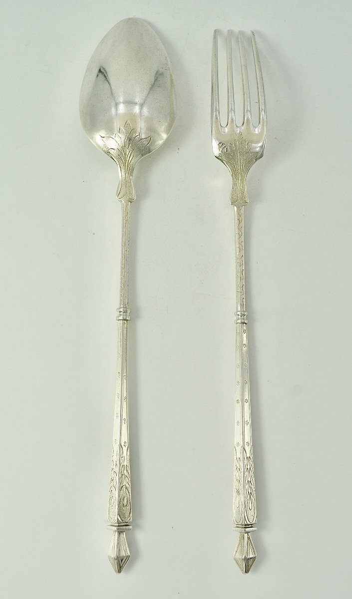 Couvert à Salade En Argent France Vers 1887-photo-3