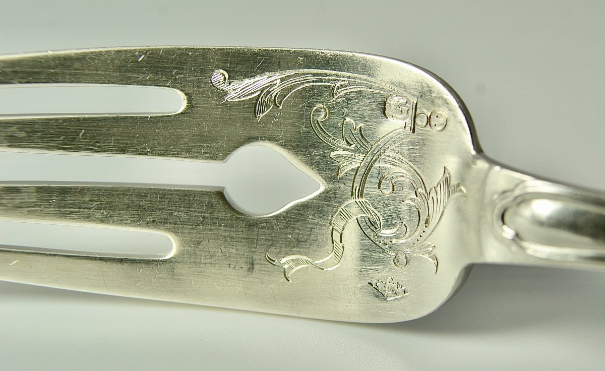 Silver Fish Cutlery, Set Of Twelve, By Victor Boivin Circa 1900-photo-7