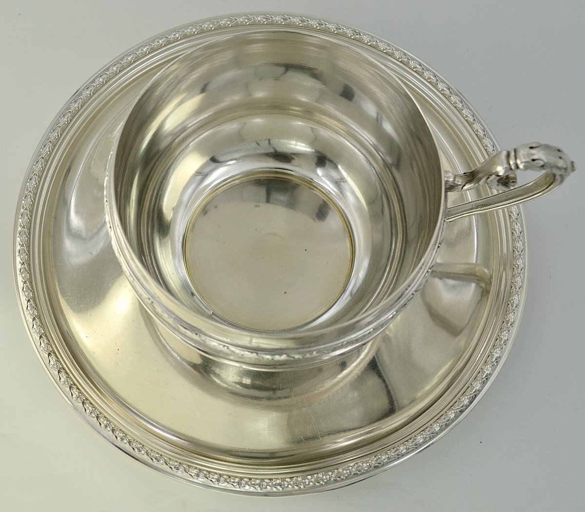 Tasse Et Sa Sous-tasse En Argent /france Vers 1902-photo-5