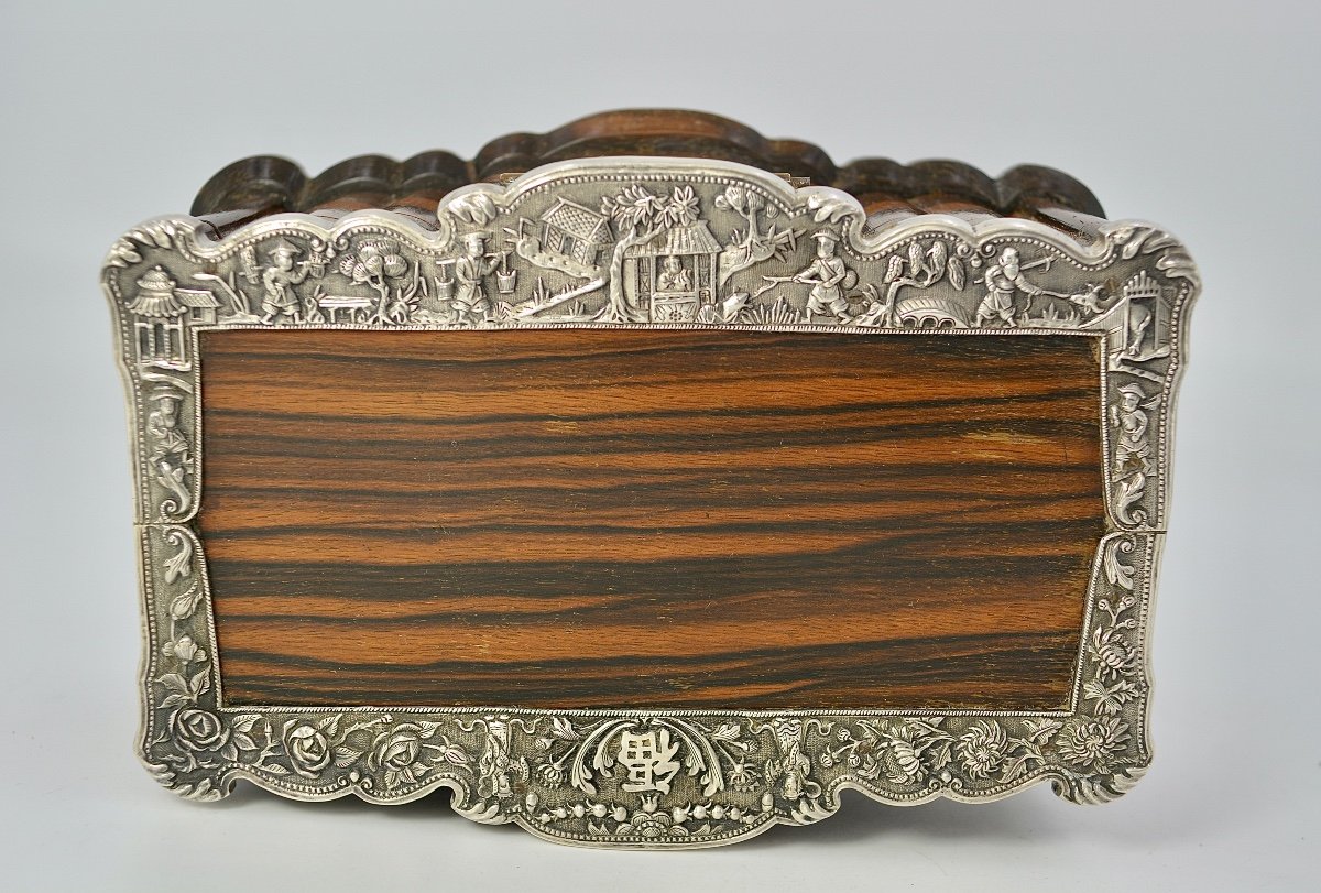 Chine. Boite En ébène Et Argent Fin Du XIXe Siècle  / Début Du XXe Siècle -photo-5