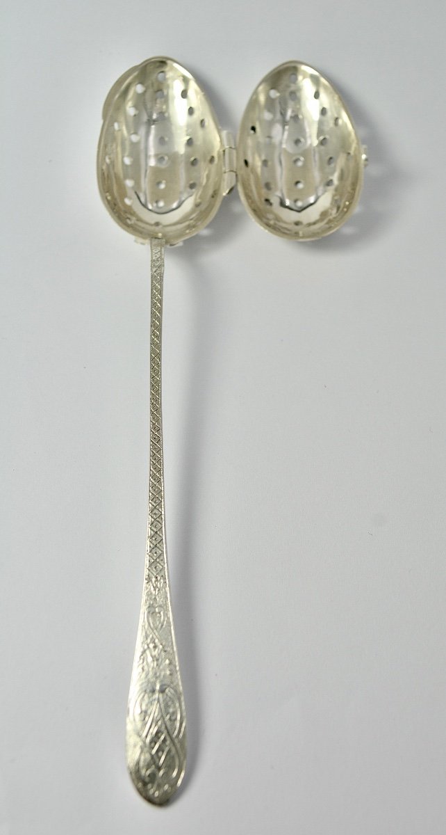 System Tea Spoon In Silver France Nineteenth Century-photo-4
