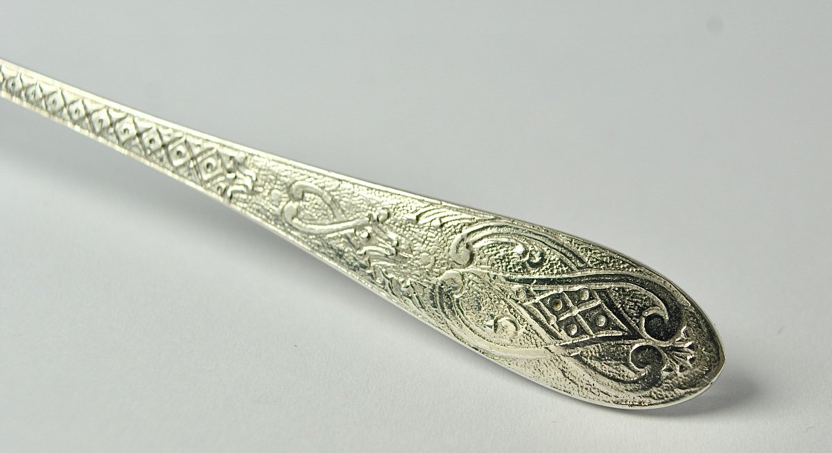 System Tea Spoon In Silver France Nineteenth Century-photo-3
