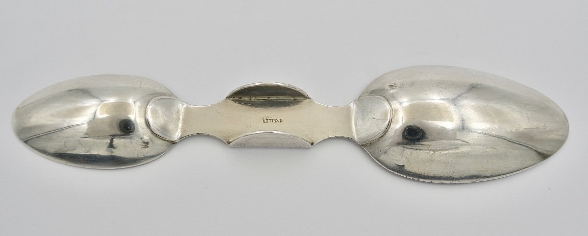 Silver Double Spoon, By Keller Orfèvre-photo-4