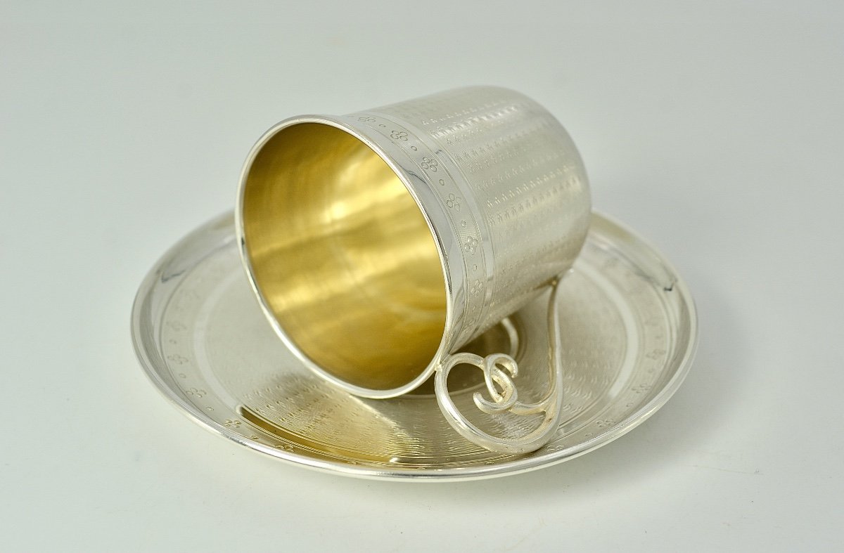 Silver Cup And Saucer, France Circa 1900-photo-3