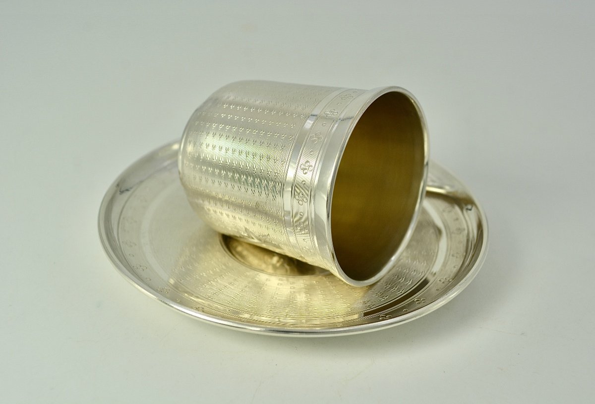 Silver Cup And Saucer, France Circa 1900-photo-4